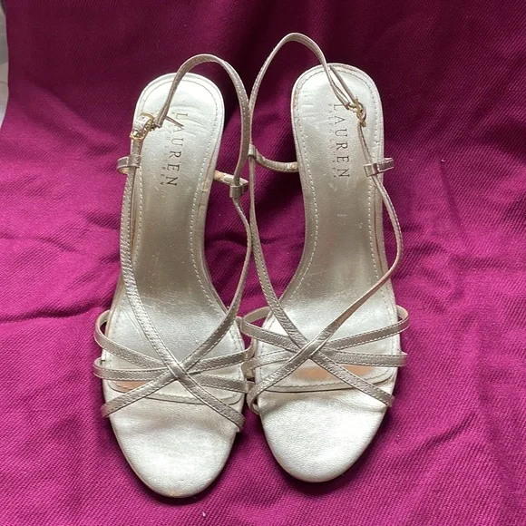Lauren Ralph Lauren Strappy Gold Slingback Sandal! Size 7.5. See Notes & Photos! - Picture 8 of 16